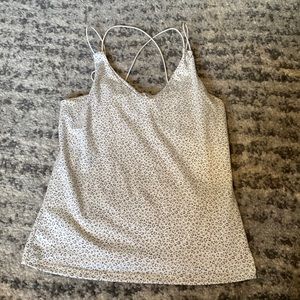 white and grey print tank top
